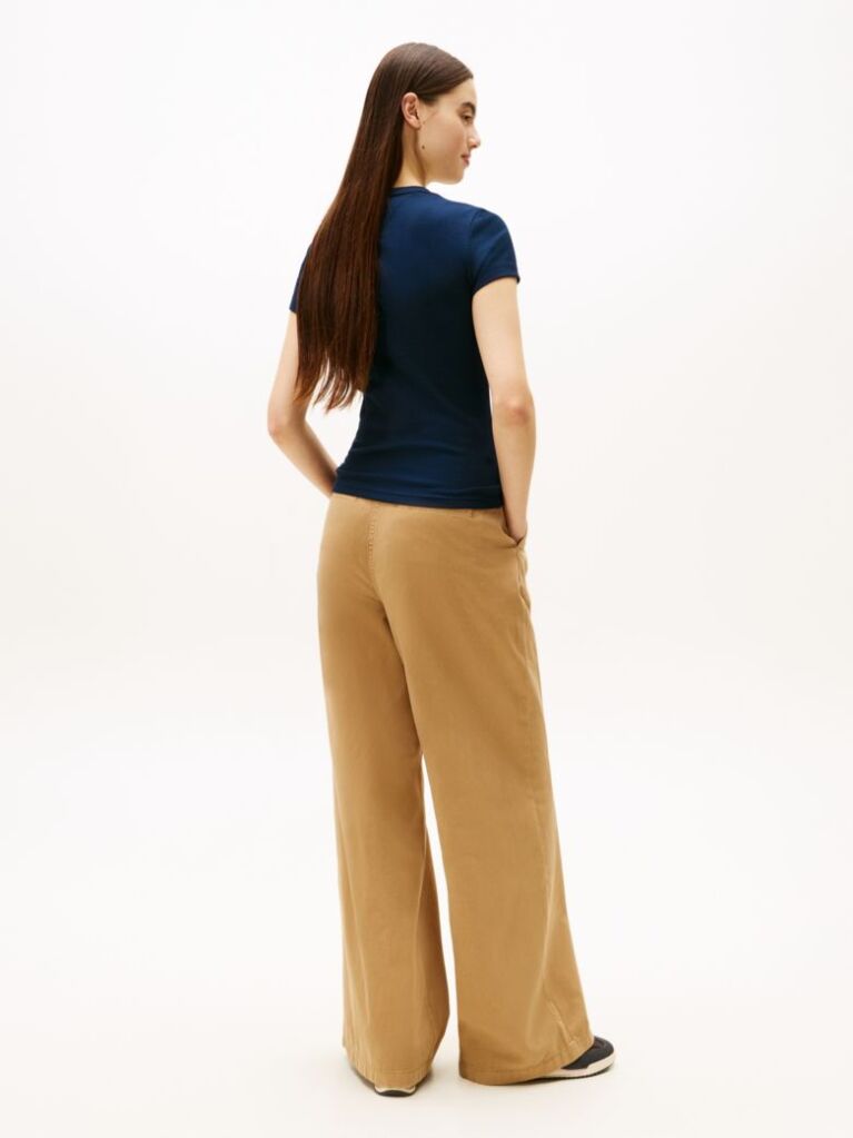 Blue Essential Slim Rib Logo T-Shirt  Women