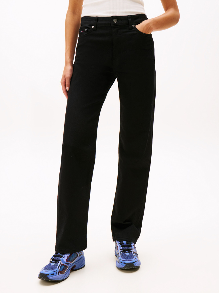Denim Black Mid Rise Slim Straight Leg Jeans  Women