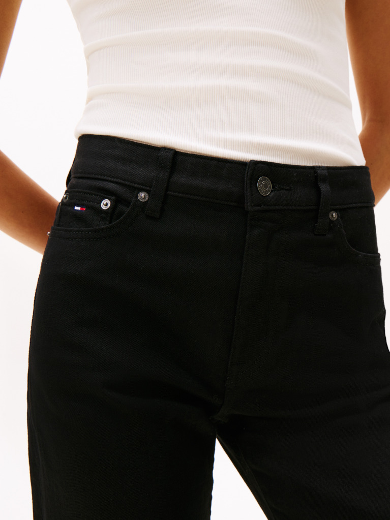 Denim Black Mid Rise Slim Straight Leg Jeans  Women