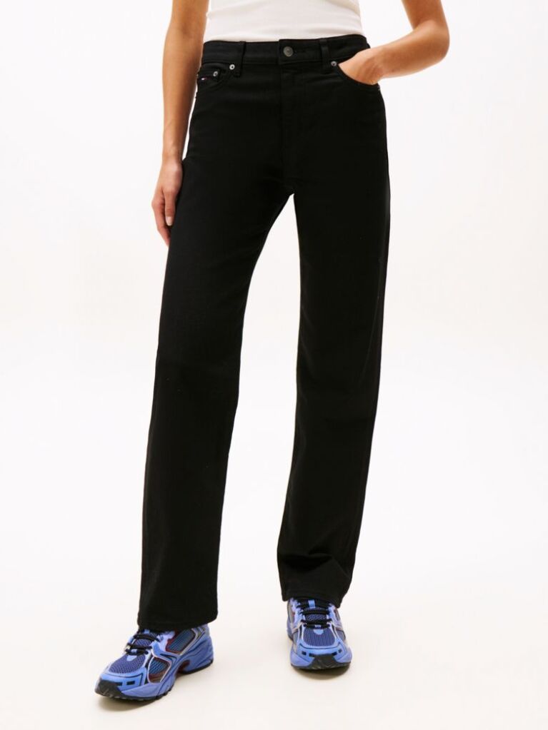 Denim Black Mid Rise Slim Straight Leg Jeans  Women
