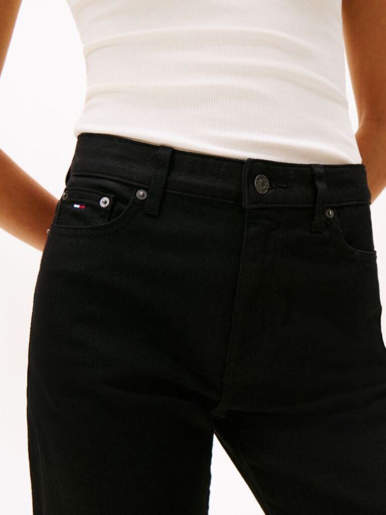 Denim Black Mid Rise Slim Straight Leg Jeans  Women