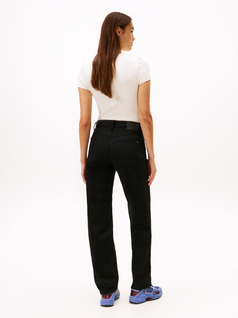 Denim Black Mid Rise Slim Straight Leg Jeans  Women