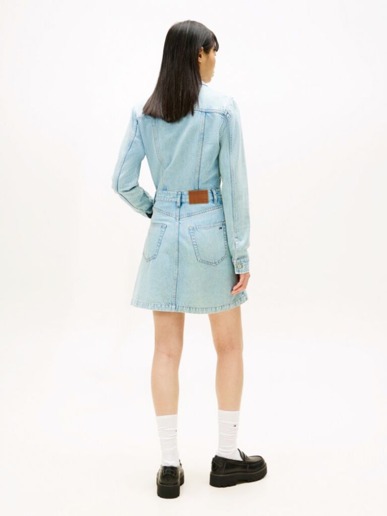 Denim Faded Denim Trucker Mini Dress  Women