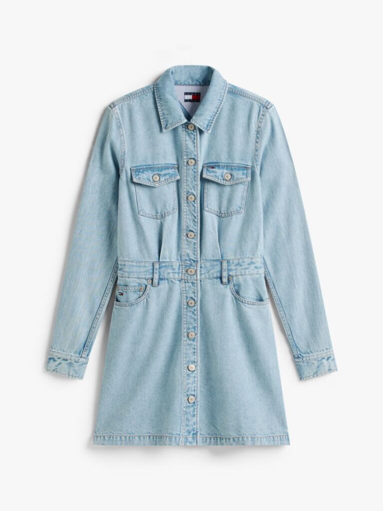Denim Faded Denim Trucker Mini Dress  Women