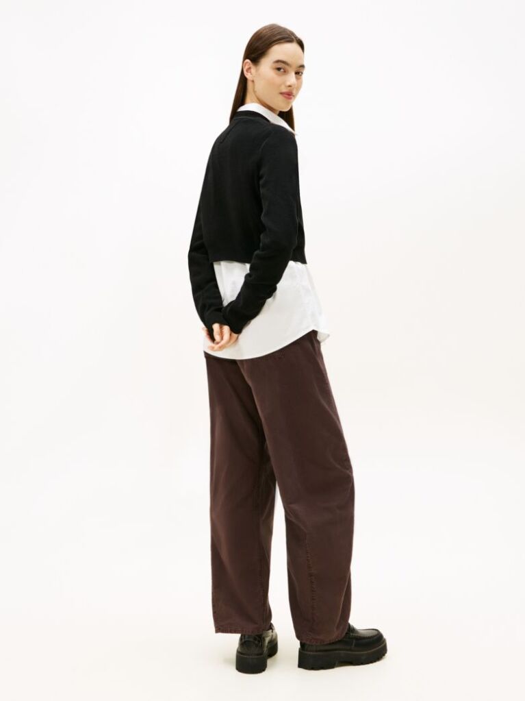 Black Stitch Logo Chenille Slim Cropped Jumper  Women
