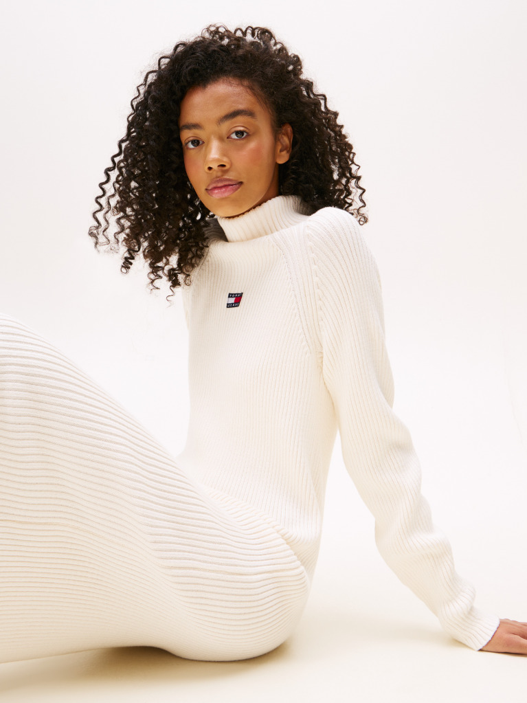 White Tommy Badge Maxi Jumper Dress  Women