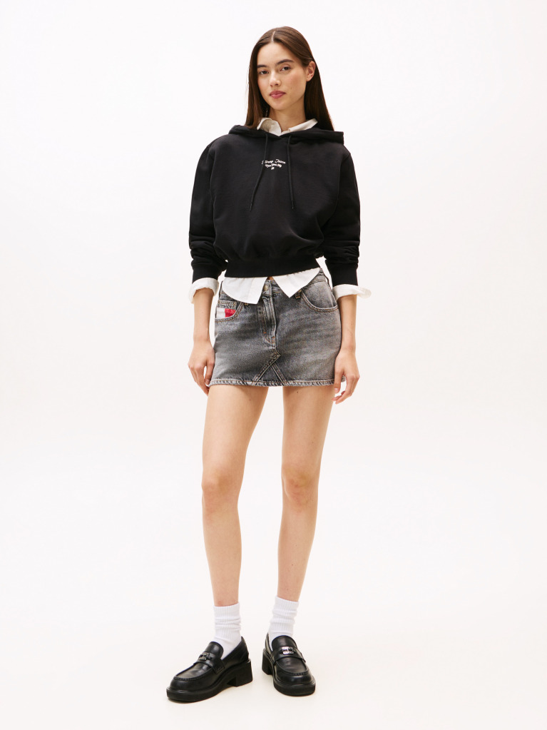 Black Essential Logo Hoodie  Women