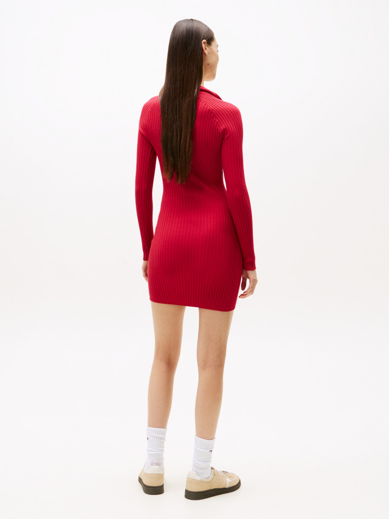 Red Tommy Badge Slim Midi Jumper Dress  Women