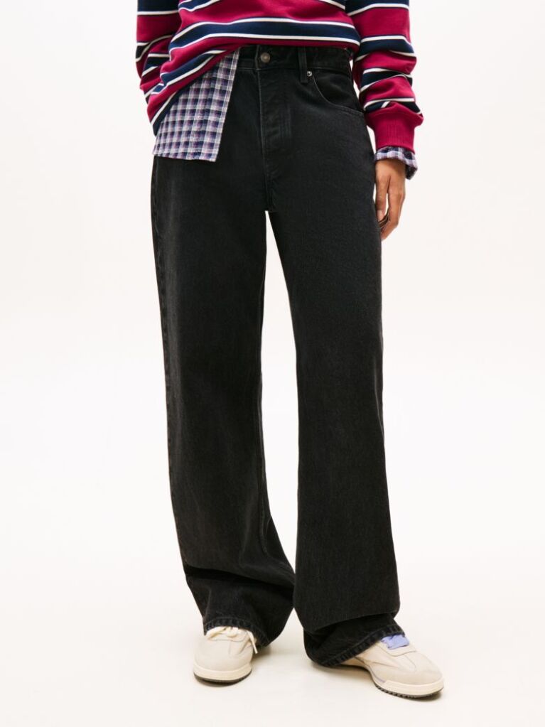 Denim Mia Mid Rise Relaxed Straight Leg Black Jeans  Women