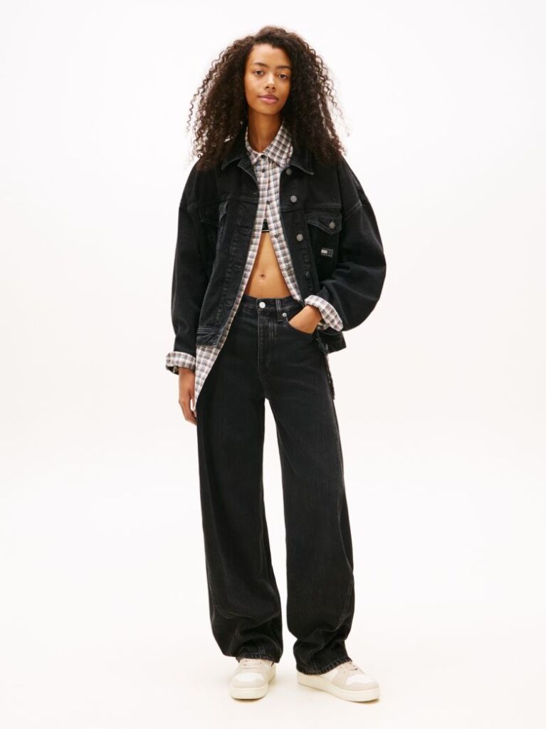 Denim Back Logo Oversized Denim Trucker Jacket  Women