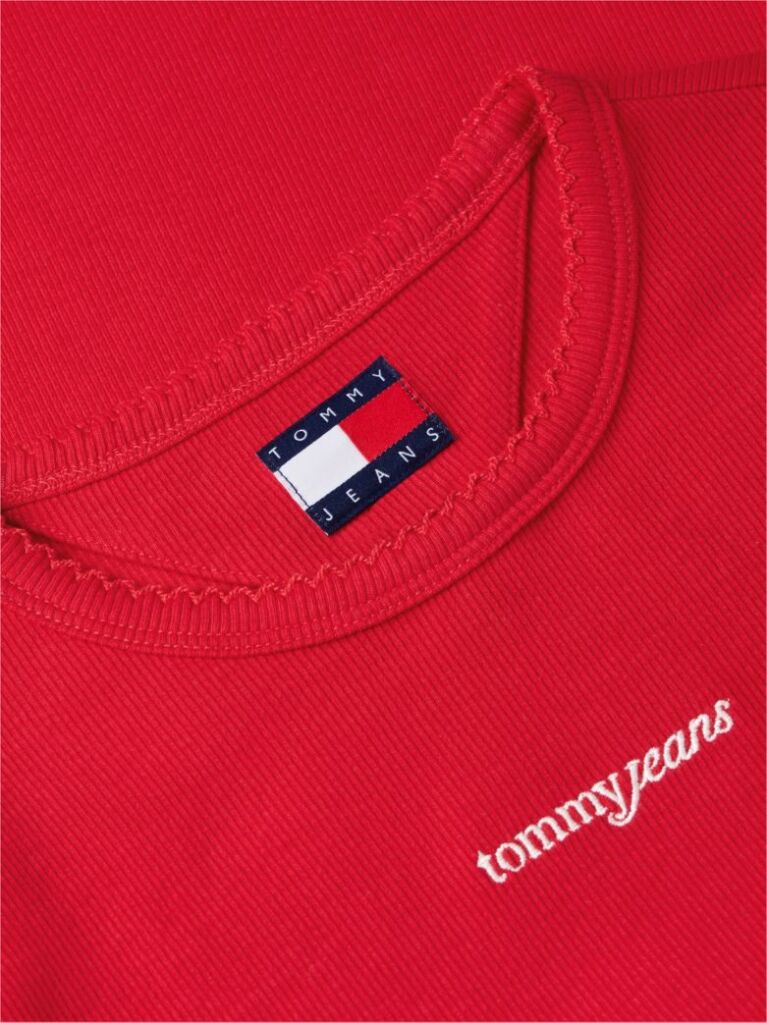 Red Logo Ribbed Slim T-Shirt  Women