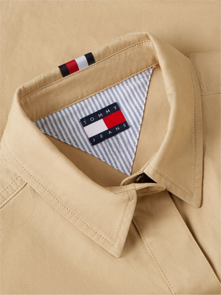 Beige Relaxed Fit Crest Embroidery Cropped Shirt  Women