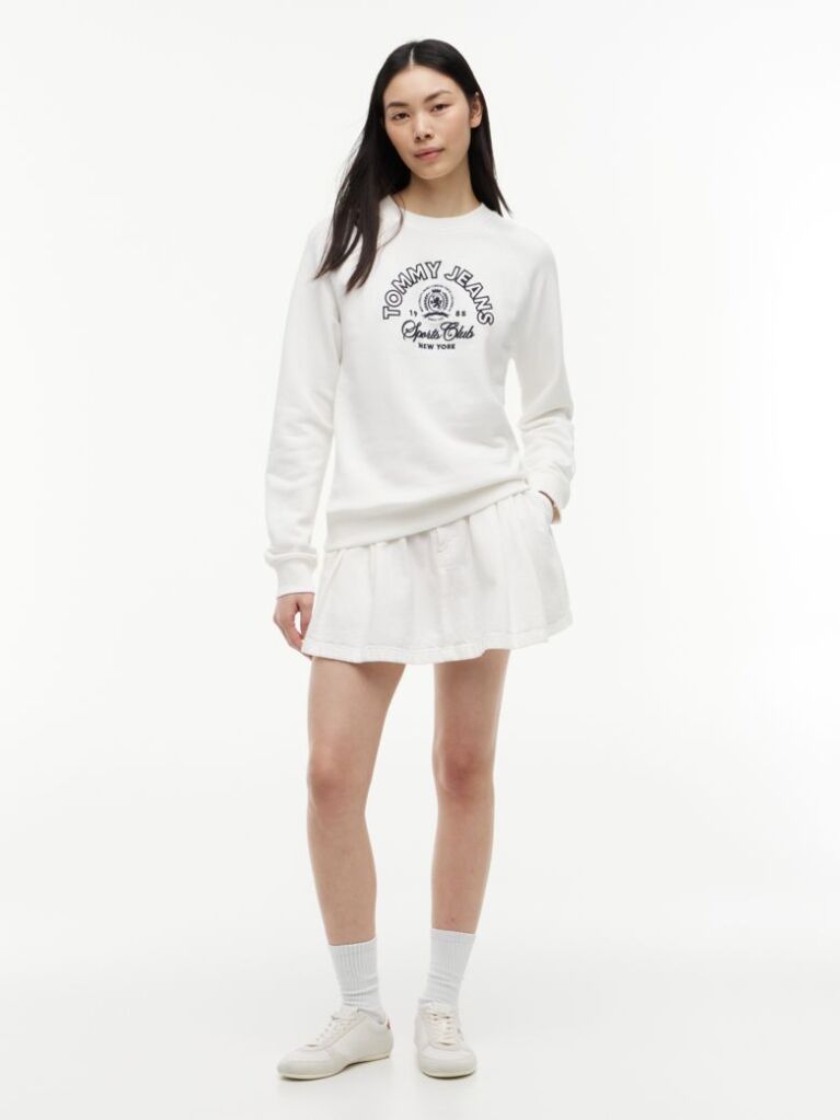 White Textured Twill Pleated Flared Mini Skirt  Women