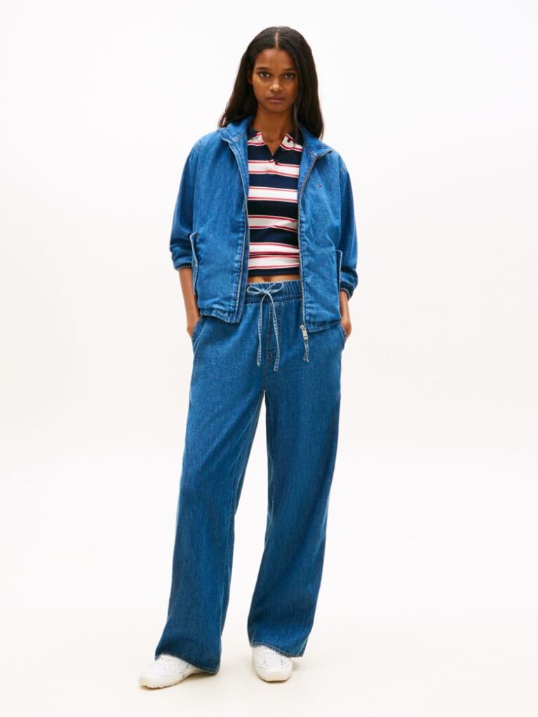 Denim Chambray Denim Loose Drawstring Trousers  Women