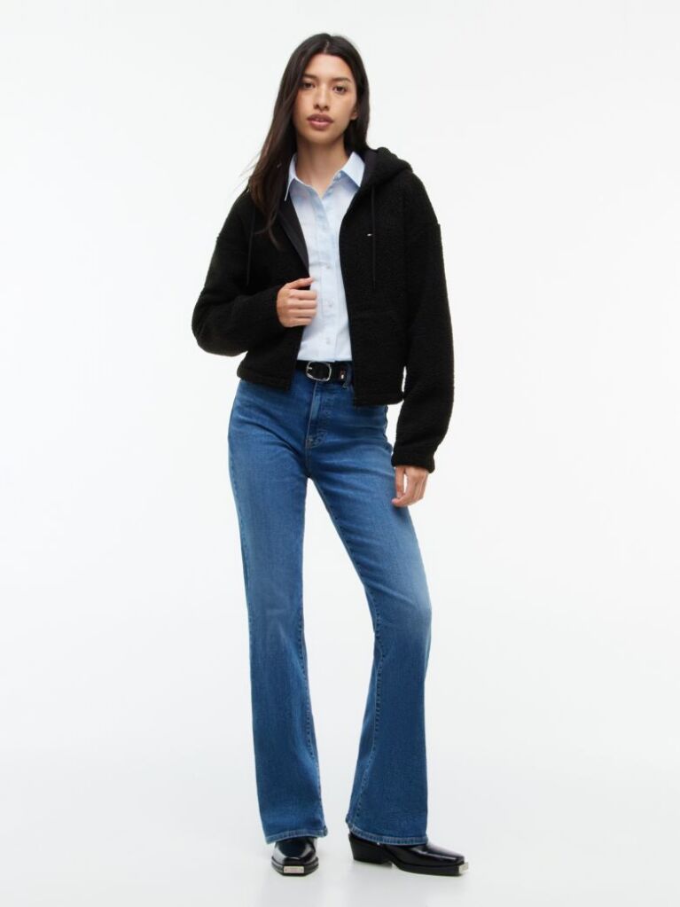 Black Teddy Fleece Zip-Thru Hoody  Women