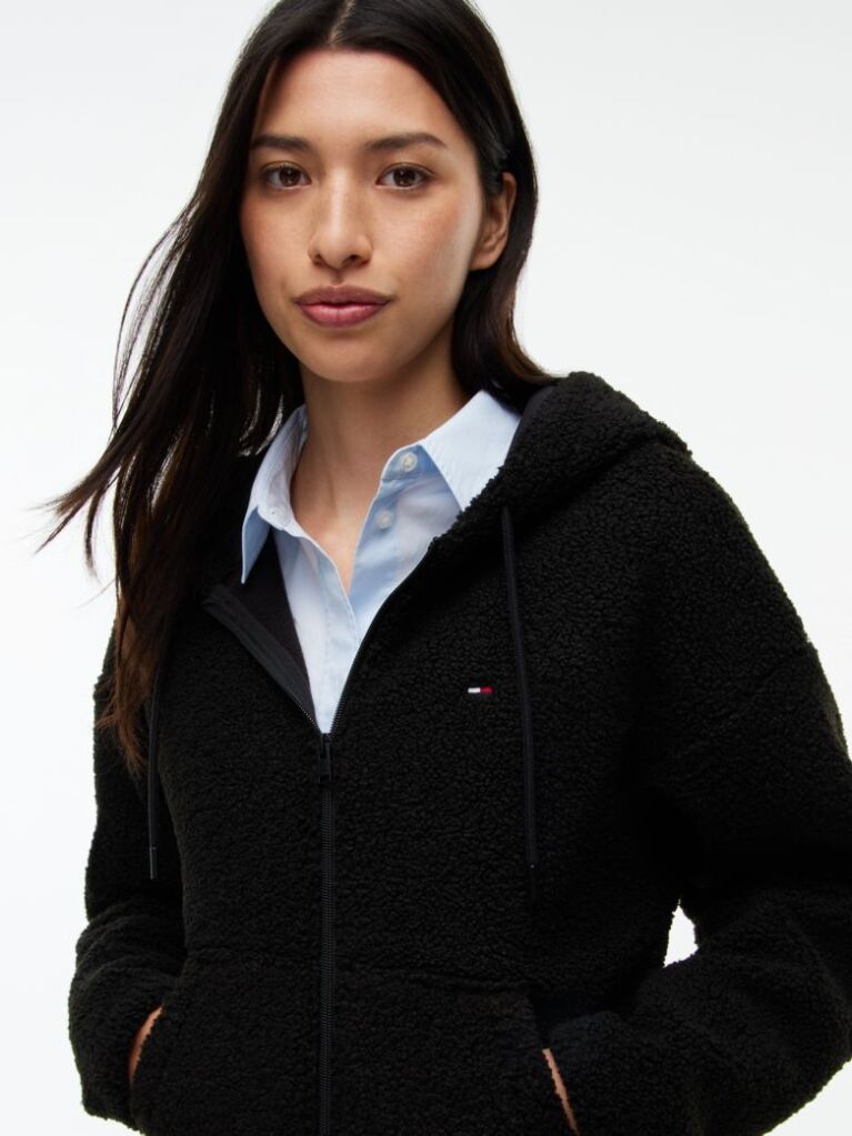 Black Teddy Fleece Zip-Thru Hoody  Women