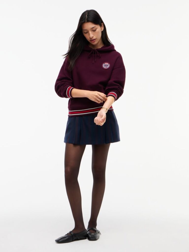 Purple Crest Wavy Flag Boxy Hoody  Women