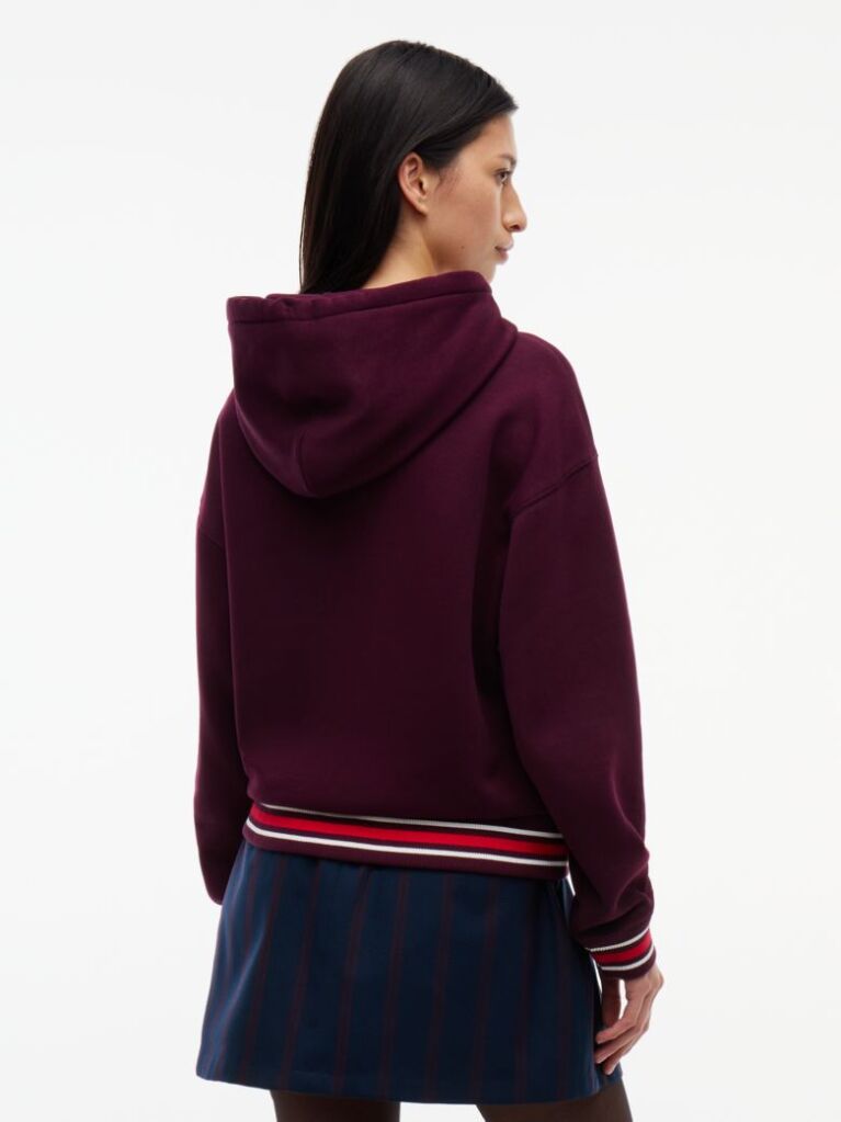Purple Crest Wavy Flag Boxy Hoody  Women