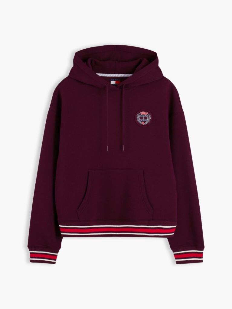 Purple Crest Wavy Flag Boxy Hoody  Women