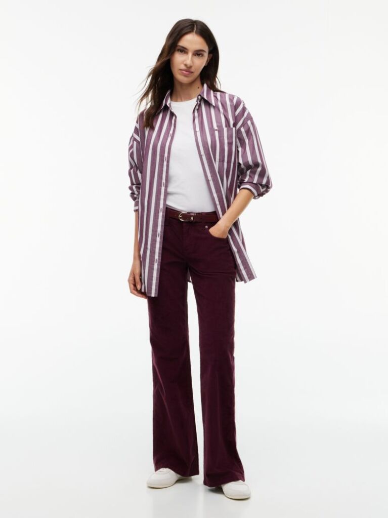 Purple Low Rise Bootcut Corduroy Trousers  Women