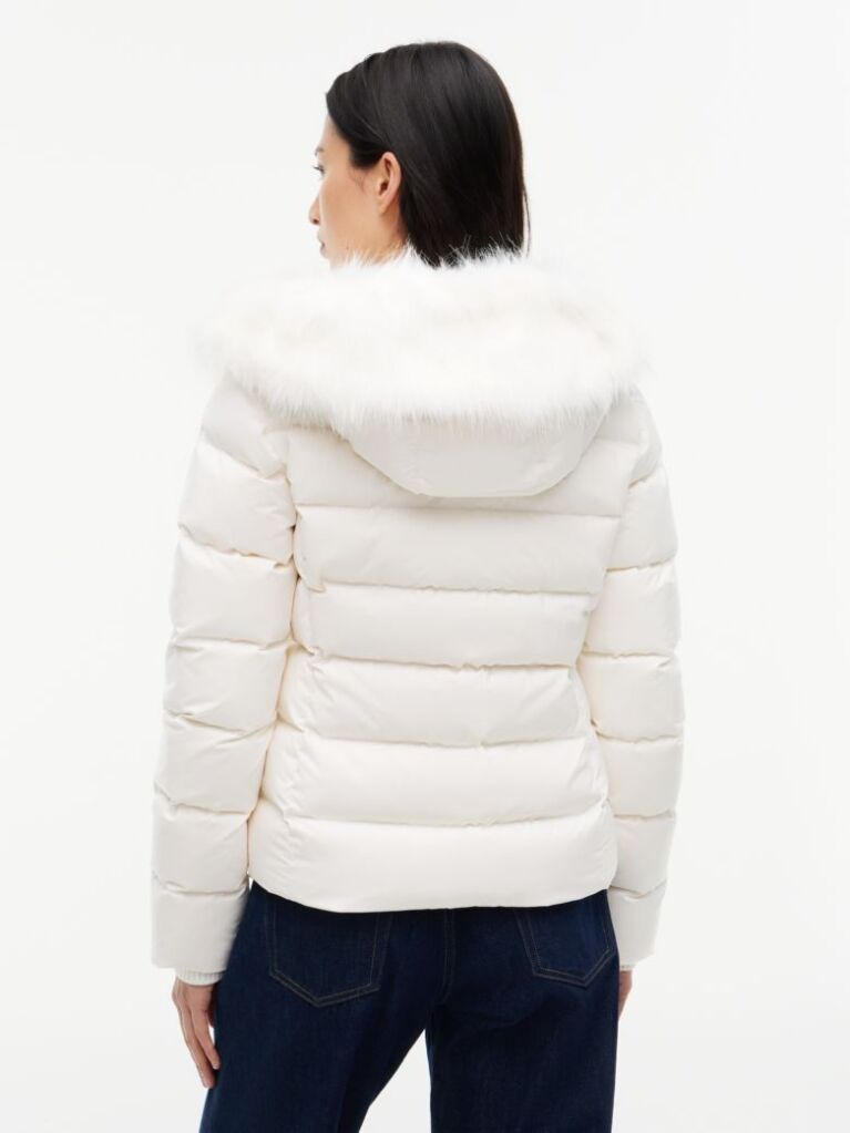 White Slim Down Hooded Puffer Jacket  Women