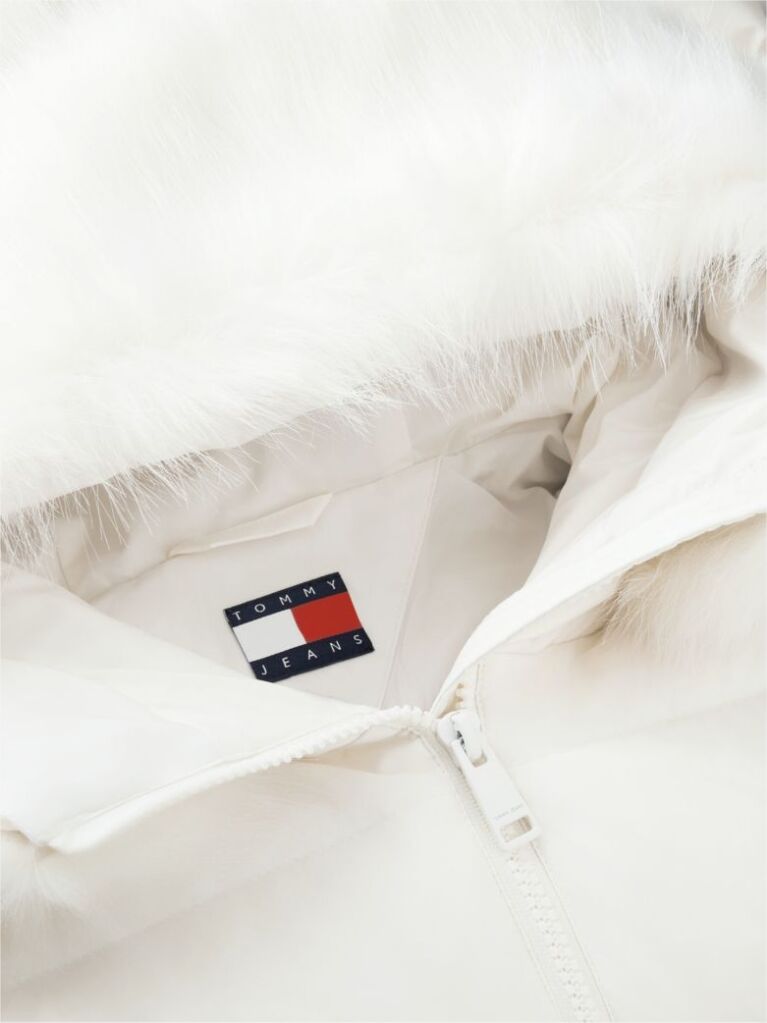 White Slim Down Hooded Puffer Jacket  Women