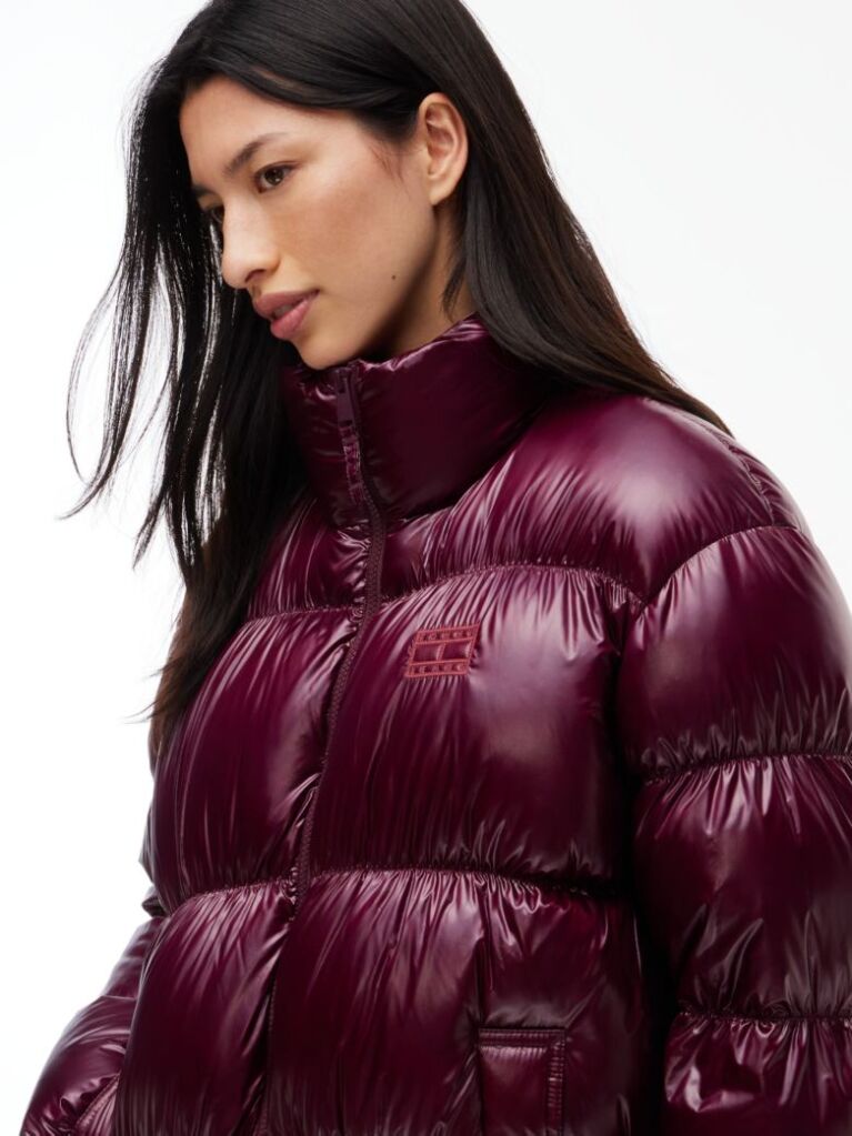 Purple Shiny Down Ripstop Relaxed Puffer Jacket  Women