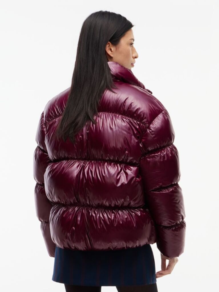 Purple Shiny Down Ripstop Relaxed Puffer Jacket  Women