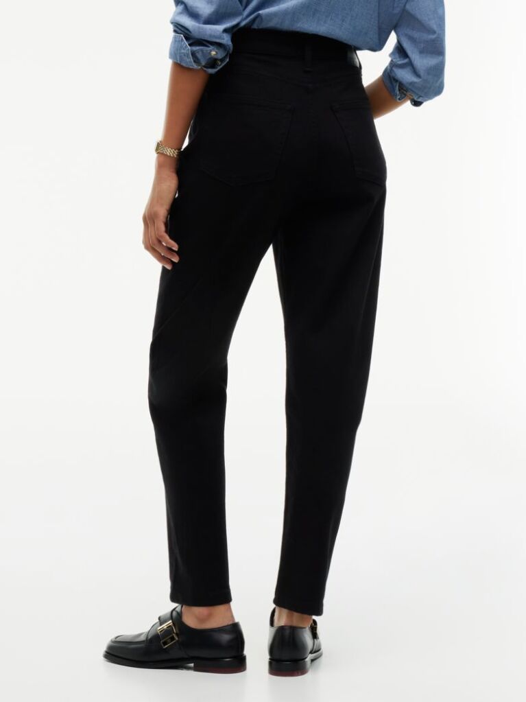 Denim Mom High Rise Tapered Black Jeans  Women