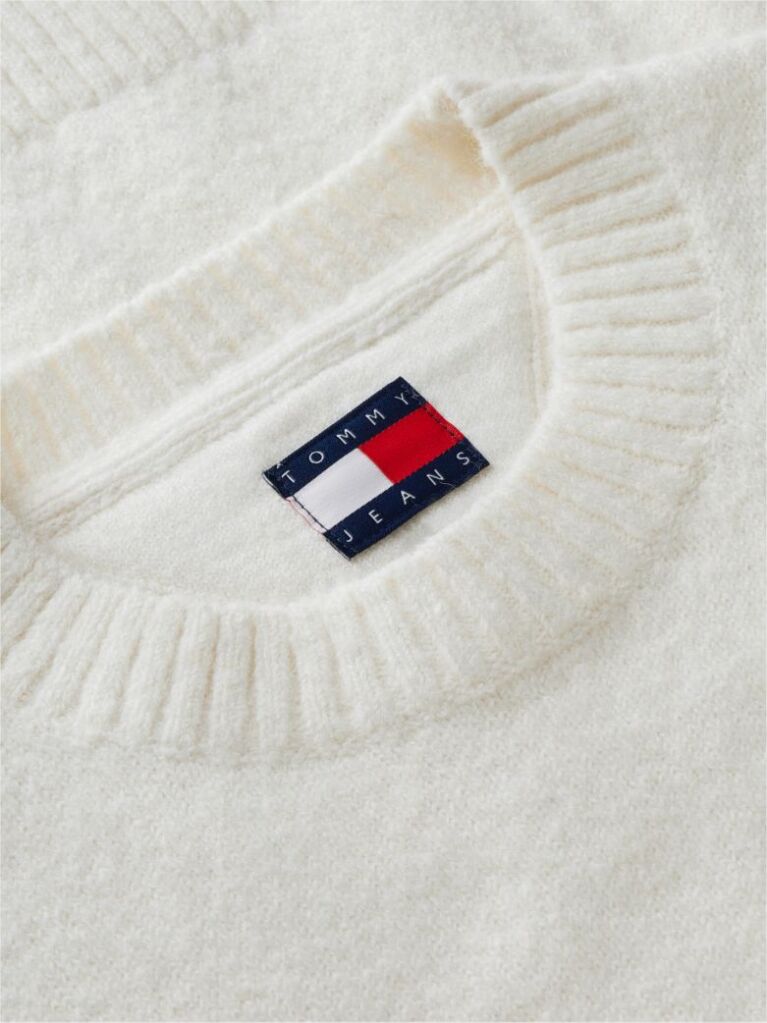 White Tommy Badge Fluffy Jumper With Alpaca  Women