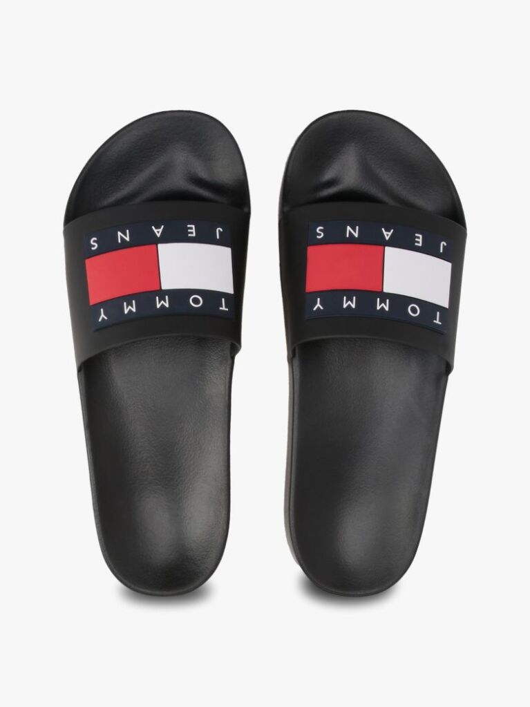 Black Essential Flag Badge Pool Slides  Men