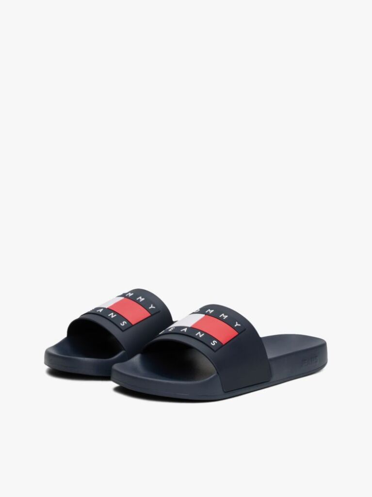 Blue Essential Flag Badge Pool Slides  Men