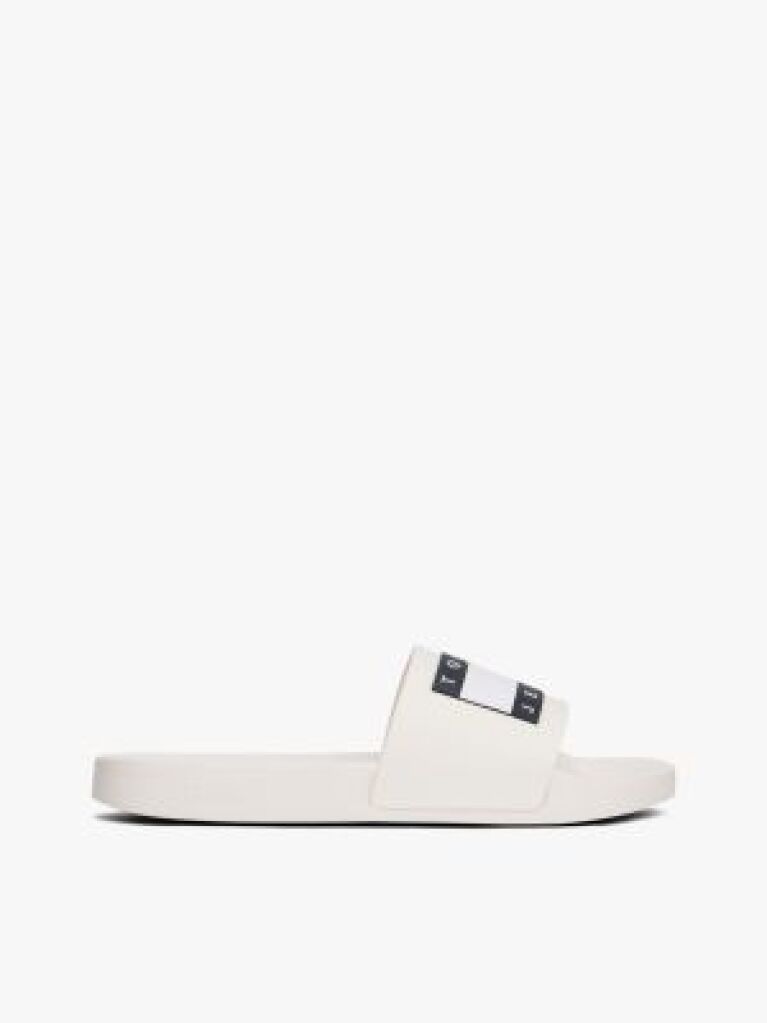 White Essential Flag Badge Pool Slides  Men