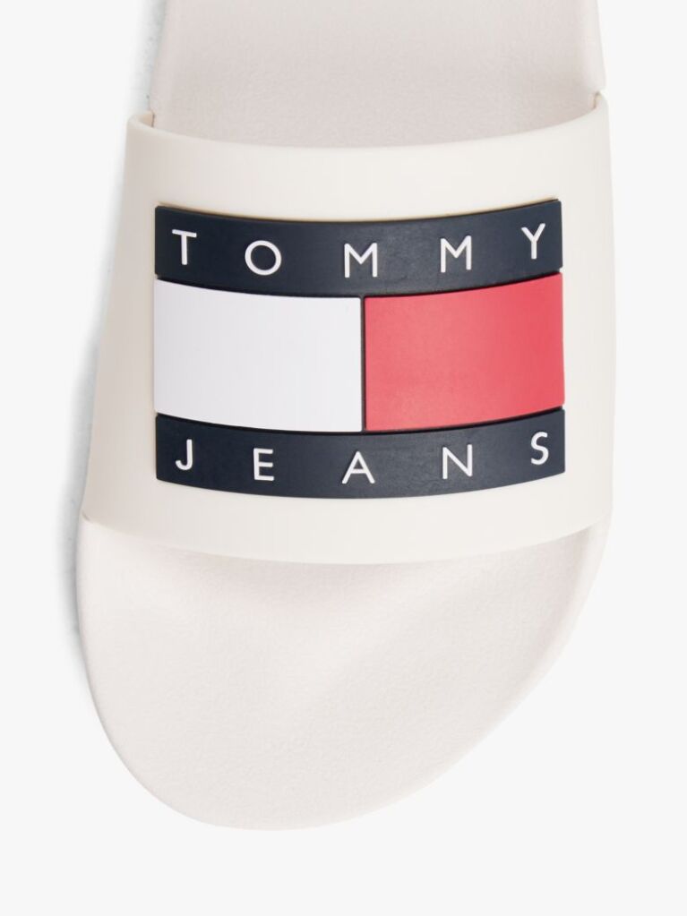White Essential Flag Badge Pool Slides  Men