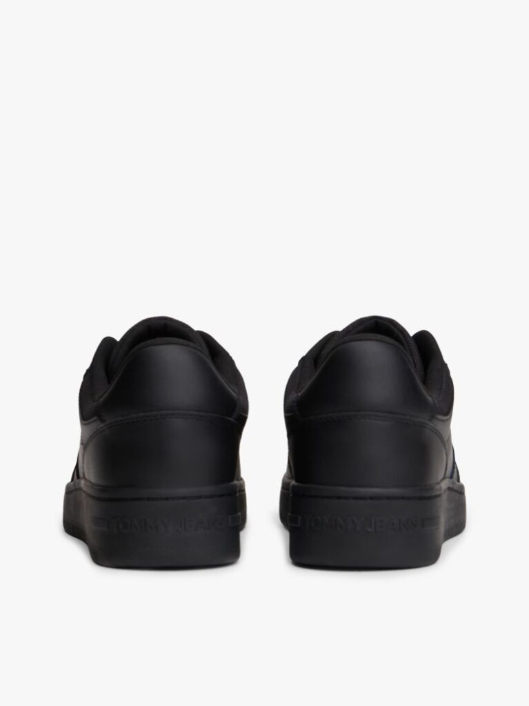 Black Retro Essential Leather Basketball Trainers  Men