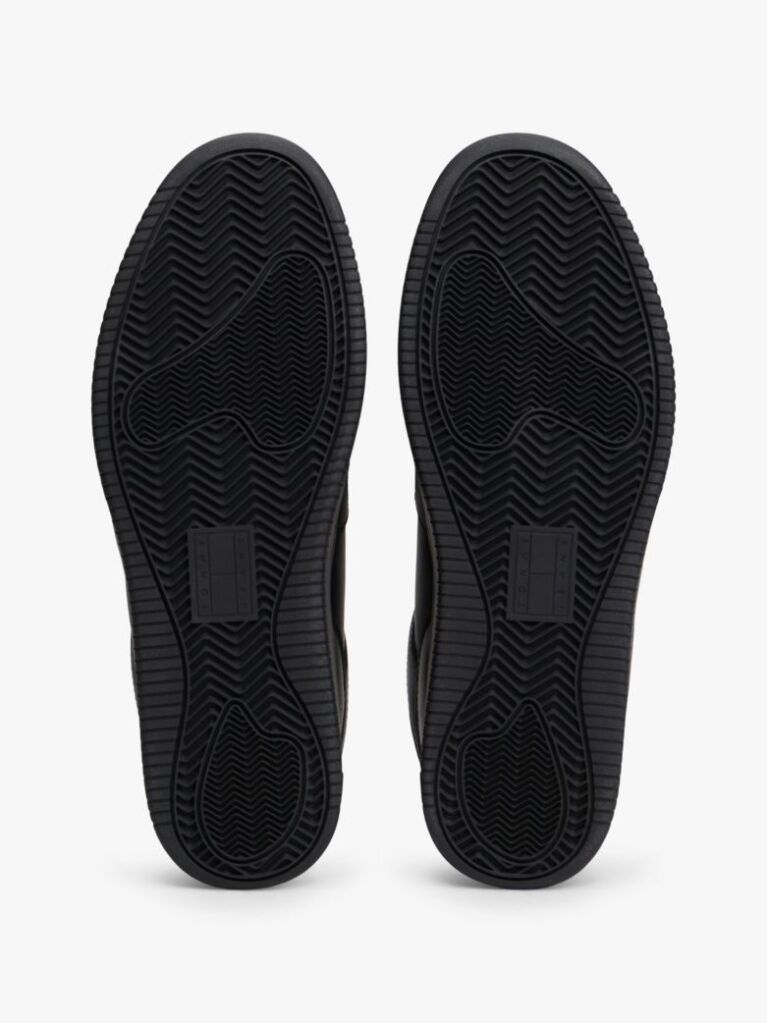 Black Retro Essential Leather Basketball Trainers  Men
