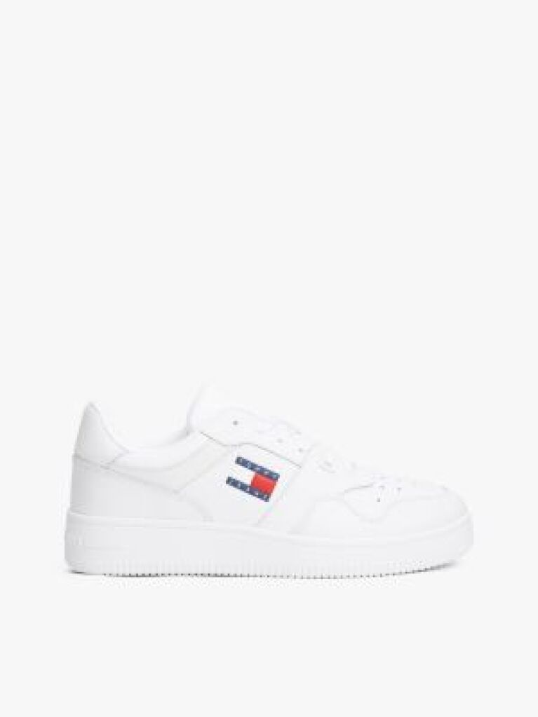 White Retro Essential Leather Basketball Trainers  Men