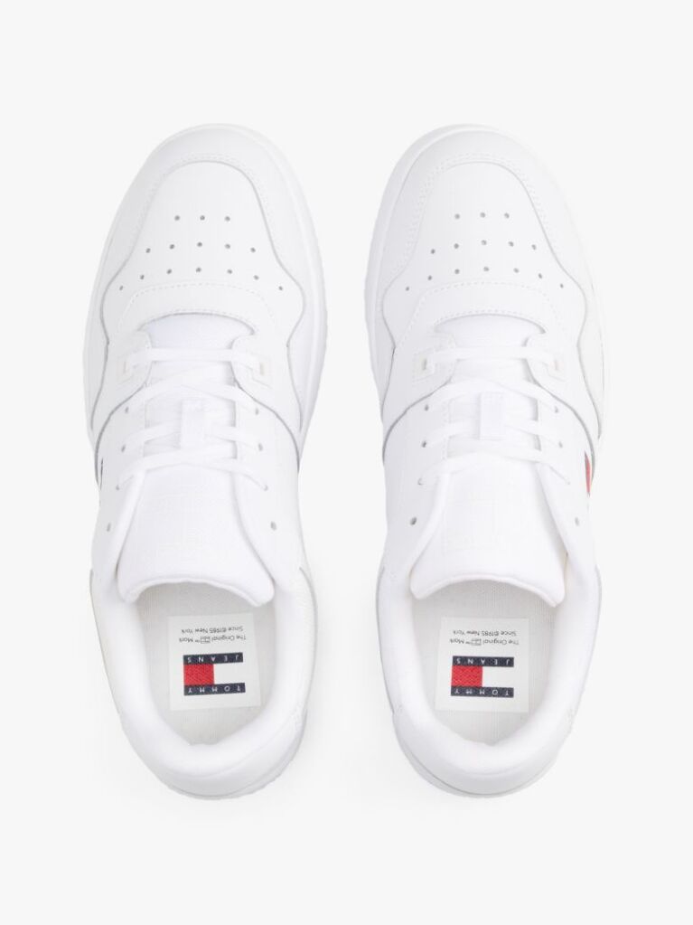 White Retro Essential Leather Basketball Trainers  Men