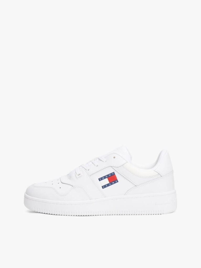 White Retro Essential Leather Basketball Trainers  Men
