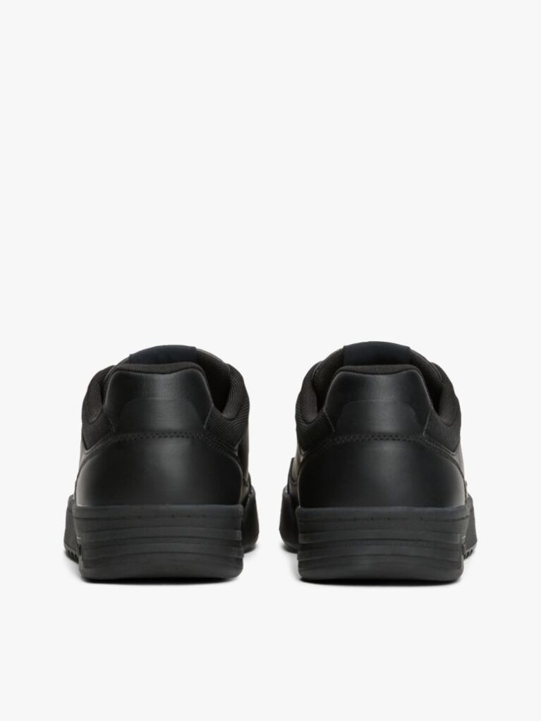 Black Leather Colour-Blocked Cupsole Trainers  Men