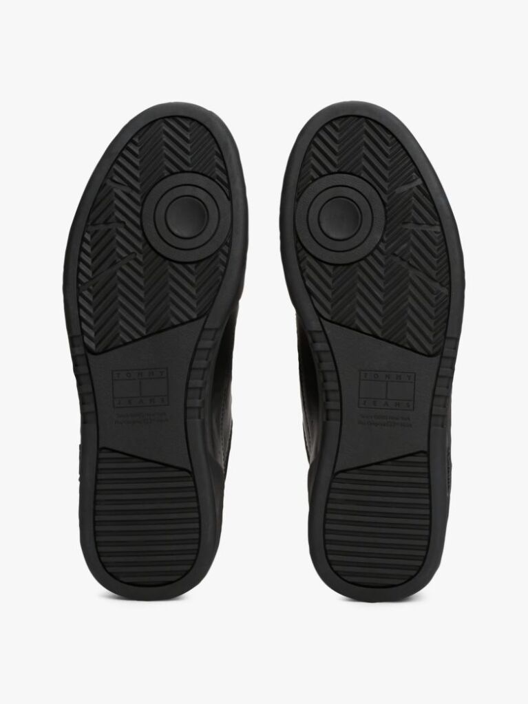 Black Leather Colour-Blocked Cupsole Trainers  Men