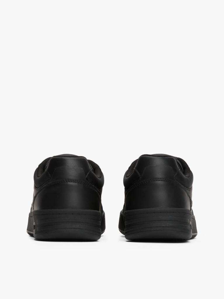Black Leather Colour-Blocked Cupsole Trainers  Men