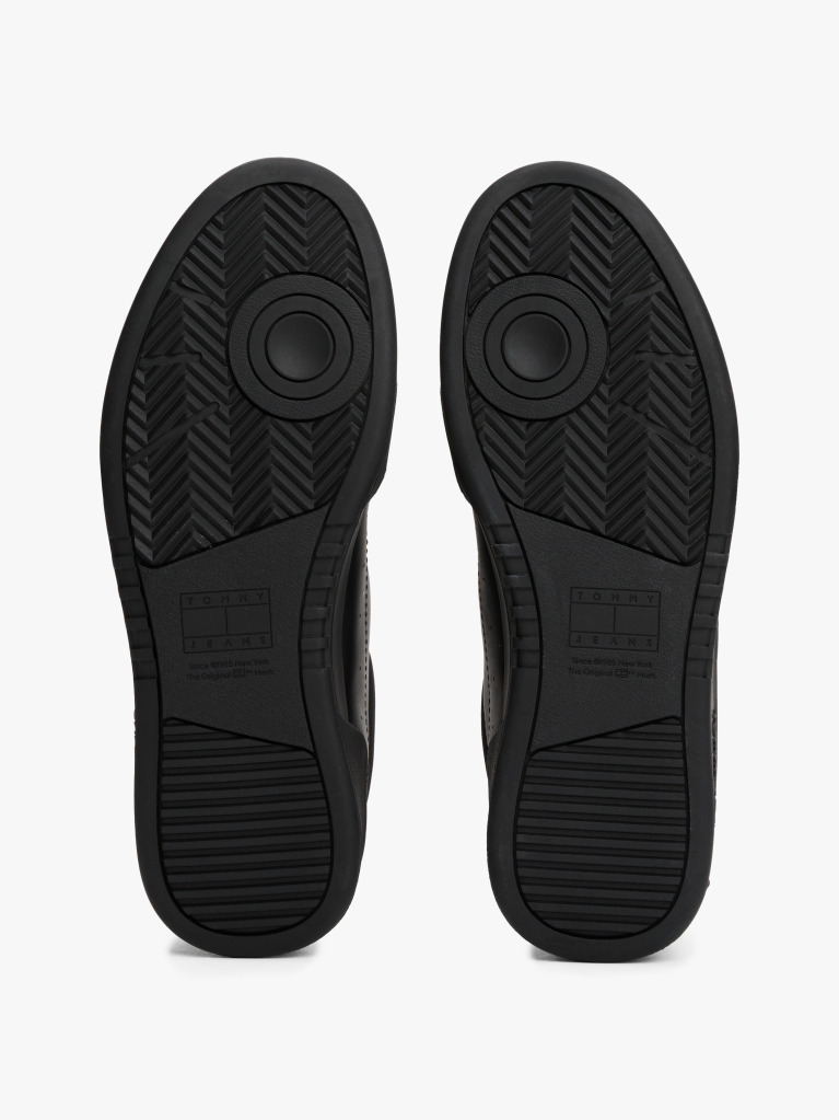 Black Leather Colour-Blocked Cupsole Trainers  Men