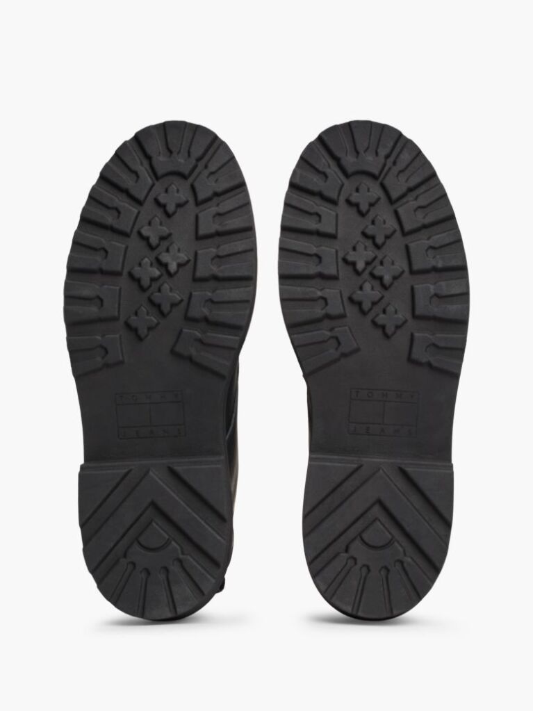 Black Matte Leather Cleat Lace-Up Boots  Men