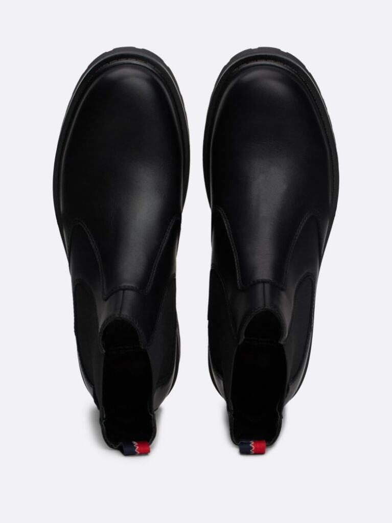 Black Leather Cleat Signature Chelsea Boots  Men