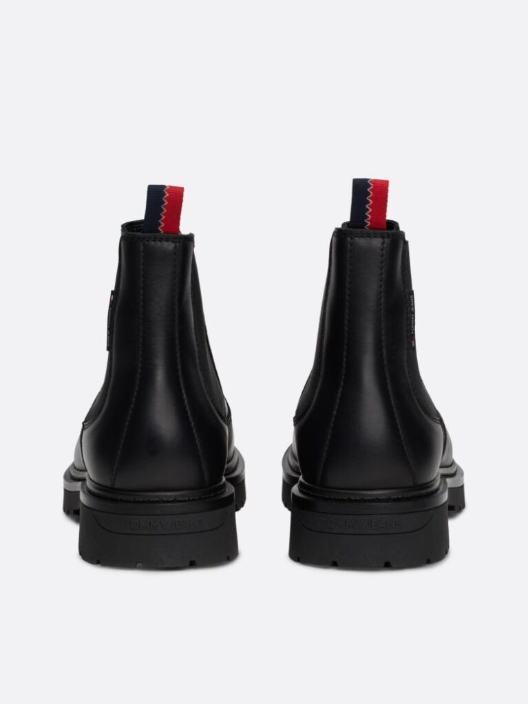 Black Leather Cleat Signature Chelsea Boots  Men