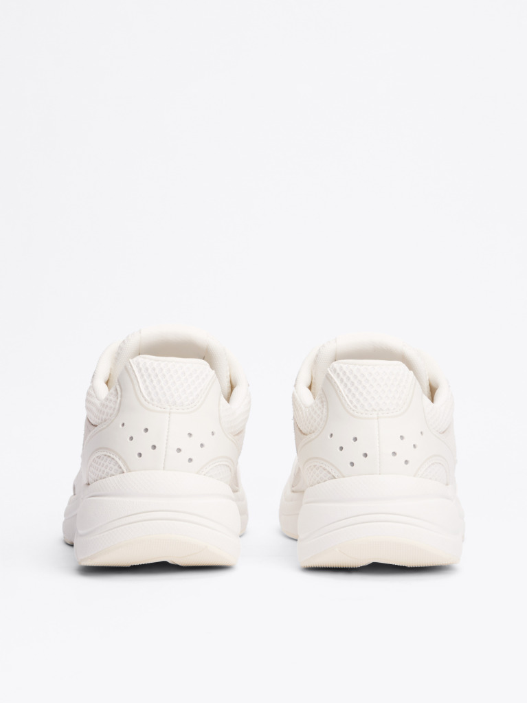 Beige Colour-Blocked Mixed Texture Trainers  Men