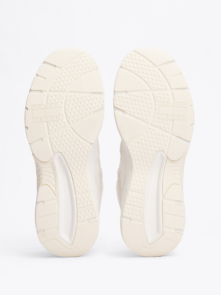 Beige Colour-Blocked Mixed Texture Trainers  Men
