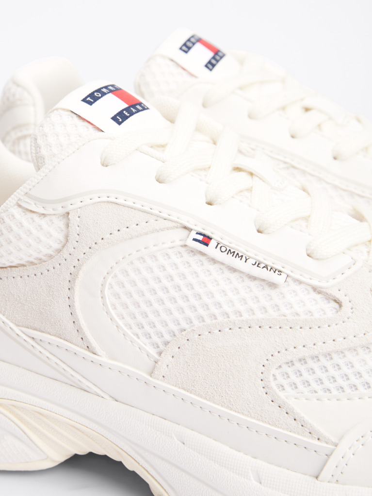 Beige Colour-Blocked Mixed Texture Trainers  Men
