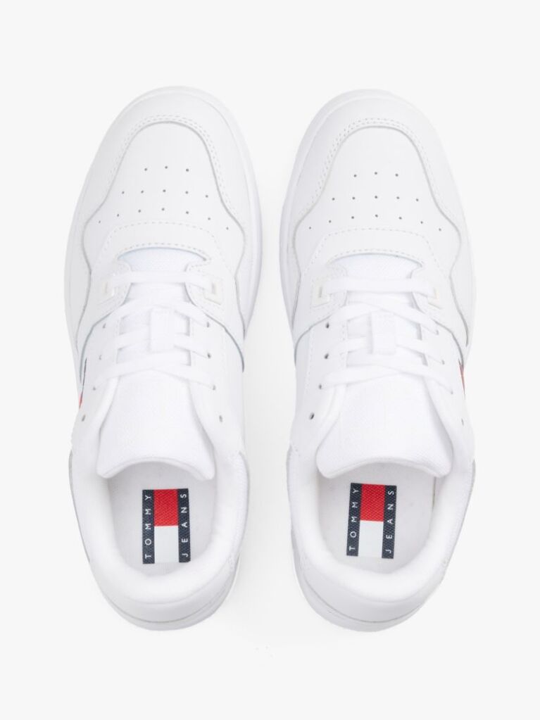 White Retro Essential Leather Fine-Cleat Basketball Trainers  Women